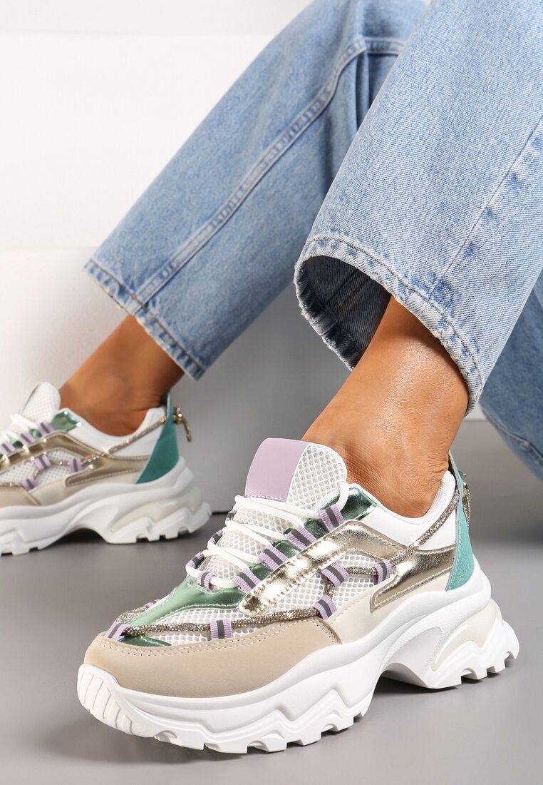 Sneakers Bej cu verde