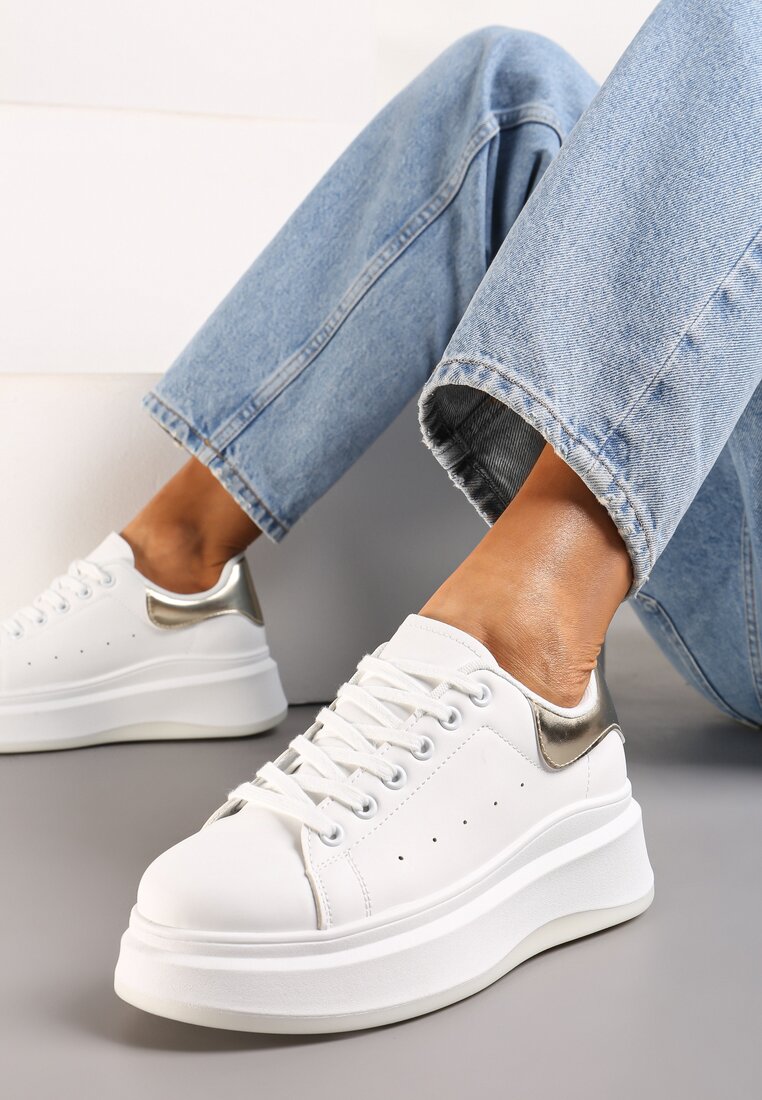Sneakers Alb cu Aurii