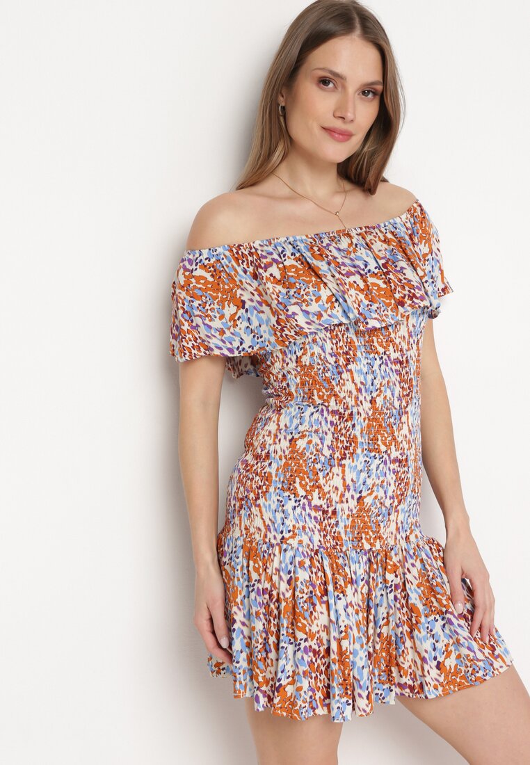 Rochie Maro-Albastră Spaniolă Mini din Viscoză Elastică Zamra