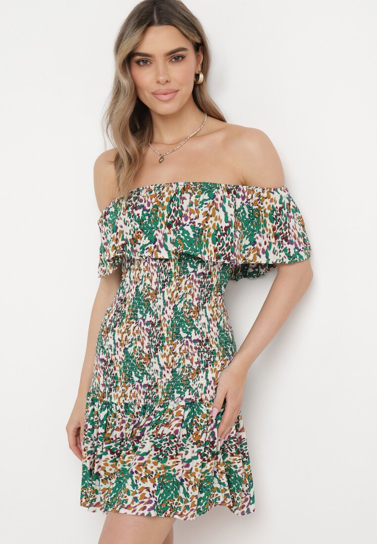 Rochie Verde Spaniolă Mini din Viscoză Elastică Zamra