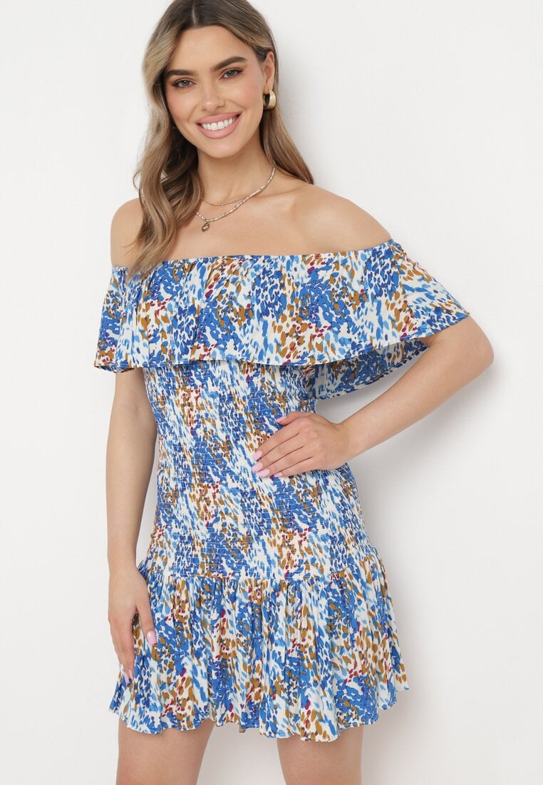 Rochie Albastră Spaniolă Mini din Viscoză Elastică Zamra