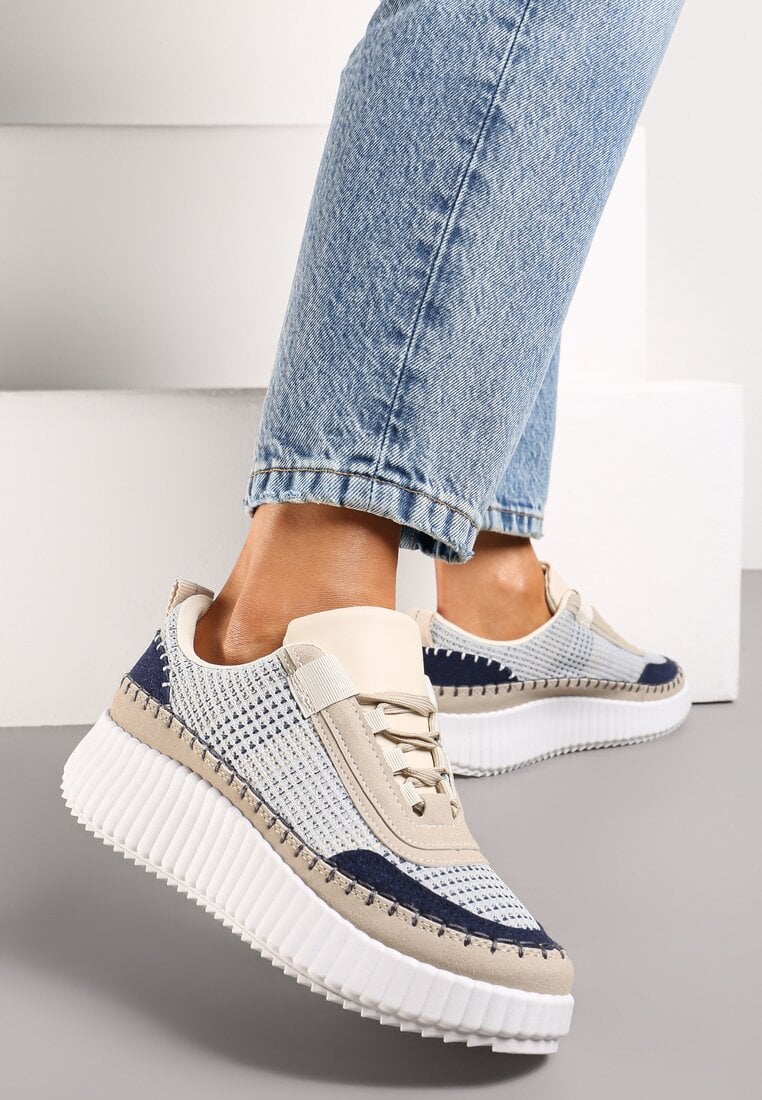 Sneakers Bej cu Albastru