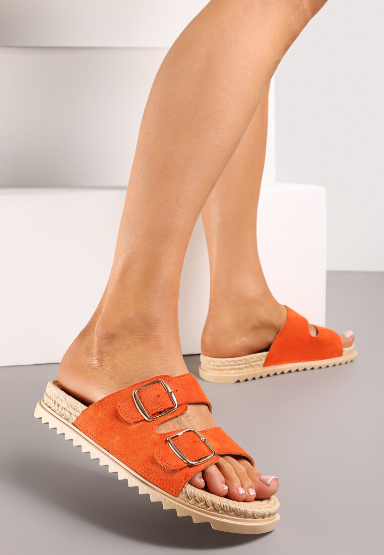 Papuci Portocalii cu Catarame Metalice și Barete Reglabile Gadlerial
