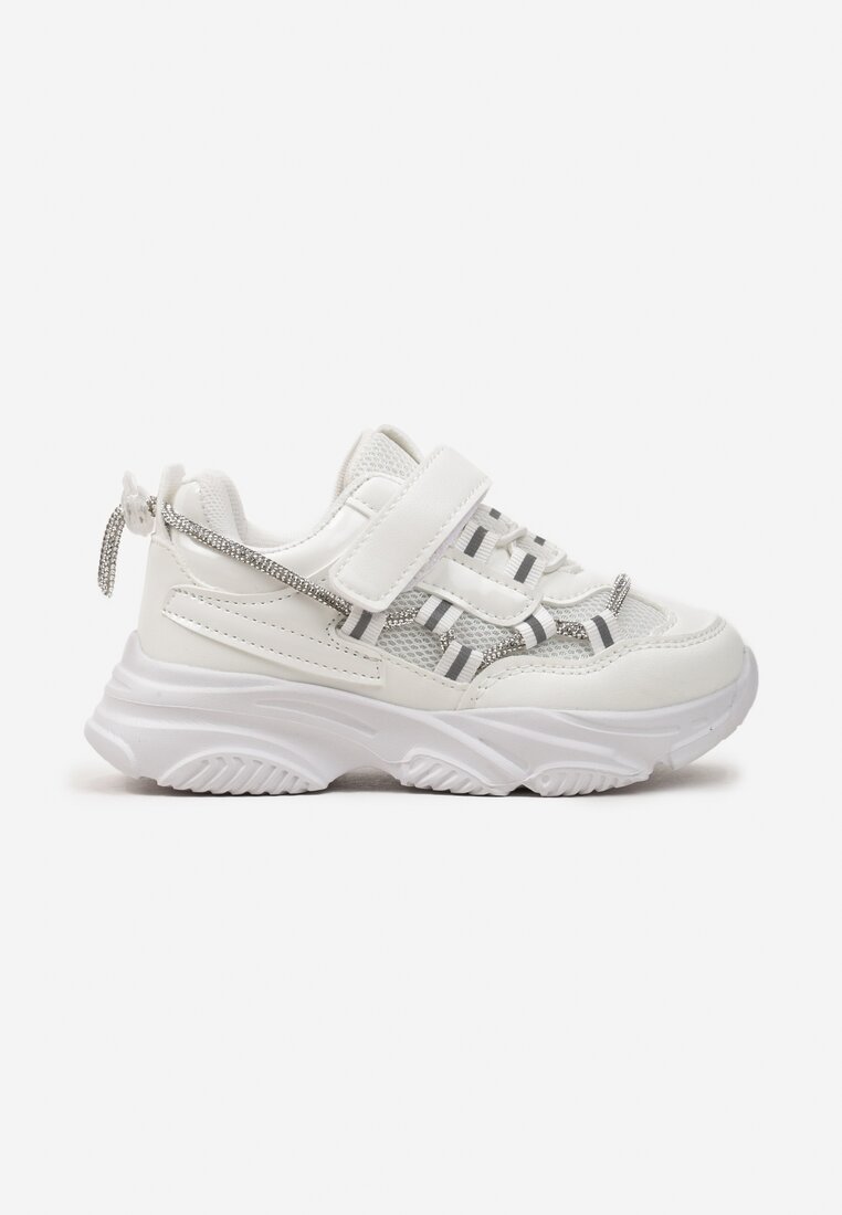 Pantofi sport Albi cu scai cu Reflectorizante și Șiret Decorativ Elaviamte