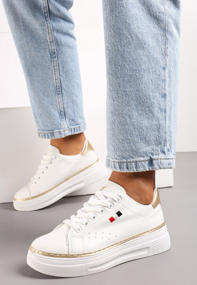Sneakers Alb cu Aurii