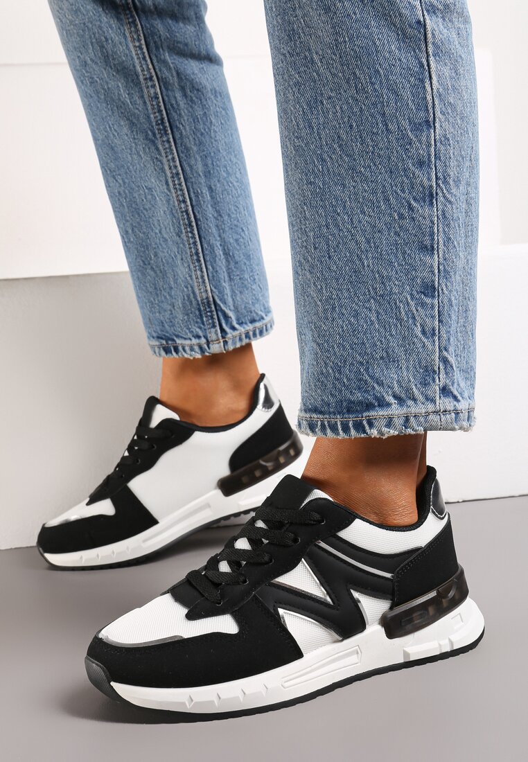 Adidași Negri-Albi Înșiretați Cu inserții din plasă Garnela