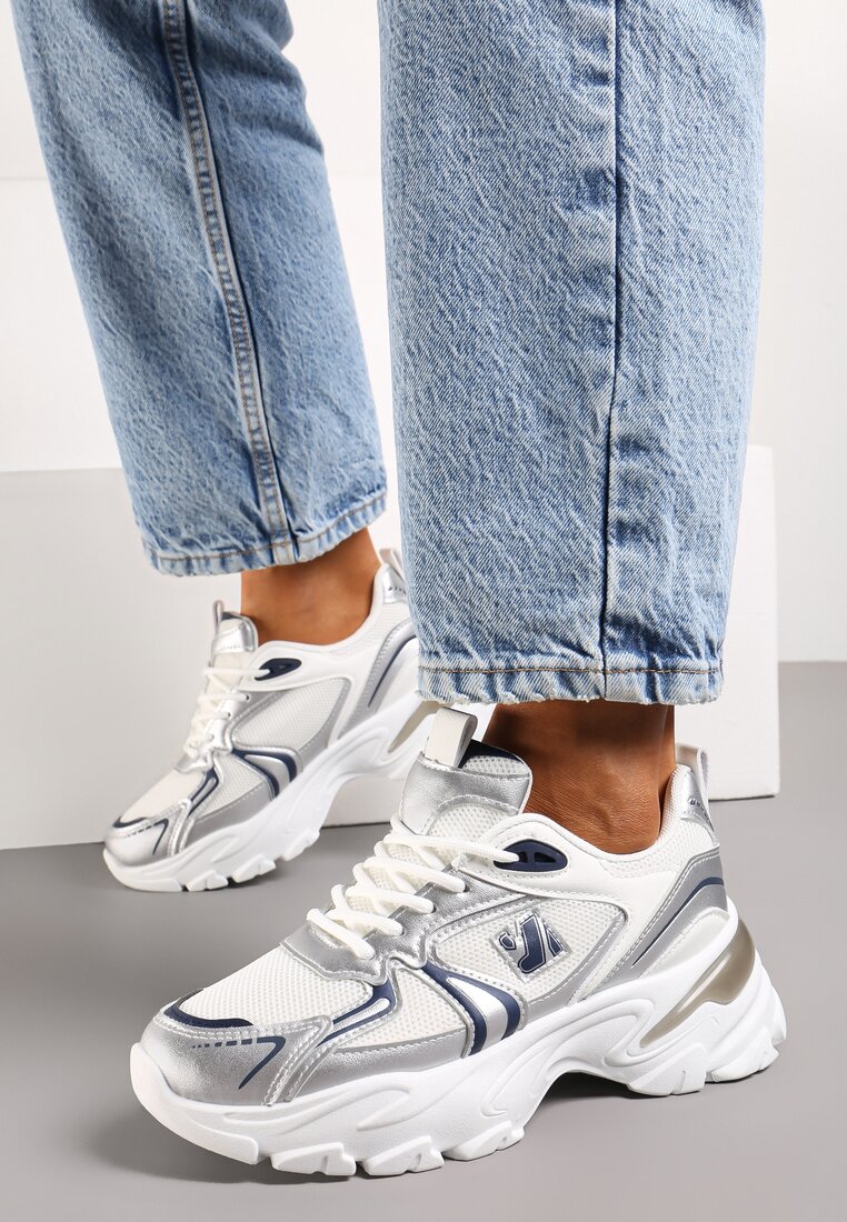 Sneakers Alb cu argintiu
