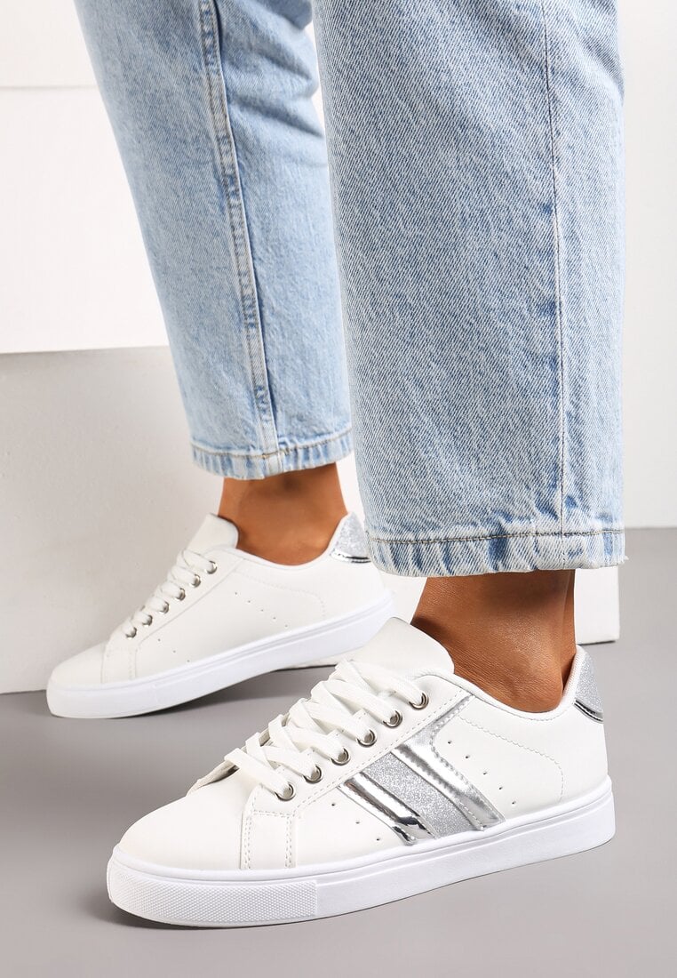 Sneakers Alb cu argintiu