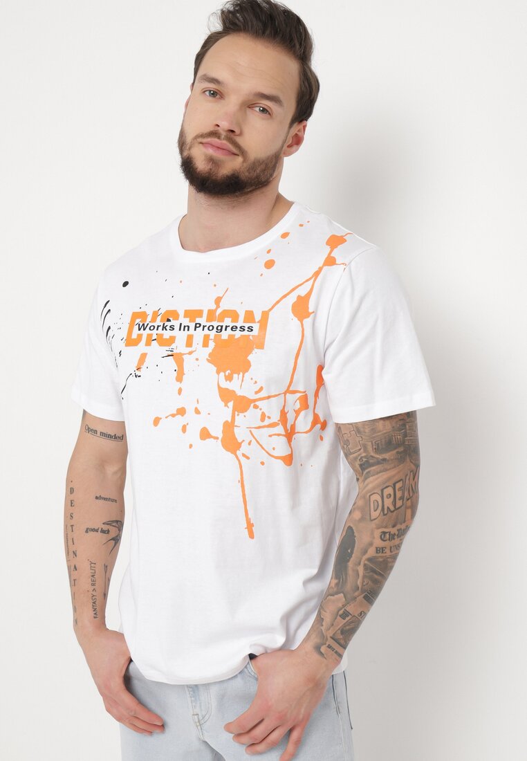 Tricou alb de bumbac cu imprimeu pe față Lorasia