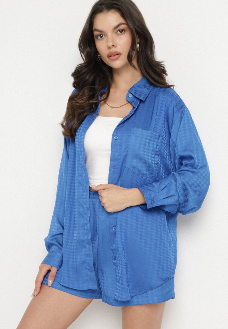 Set Bleumarin 2 piese cu Cămașă și Pantaloni scurți Adelise