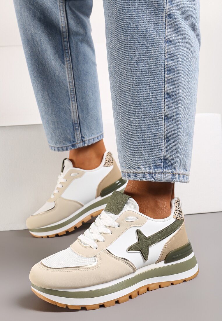 Sneakers Bej cu verde