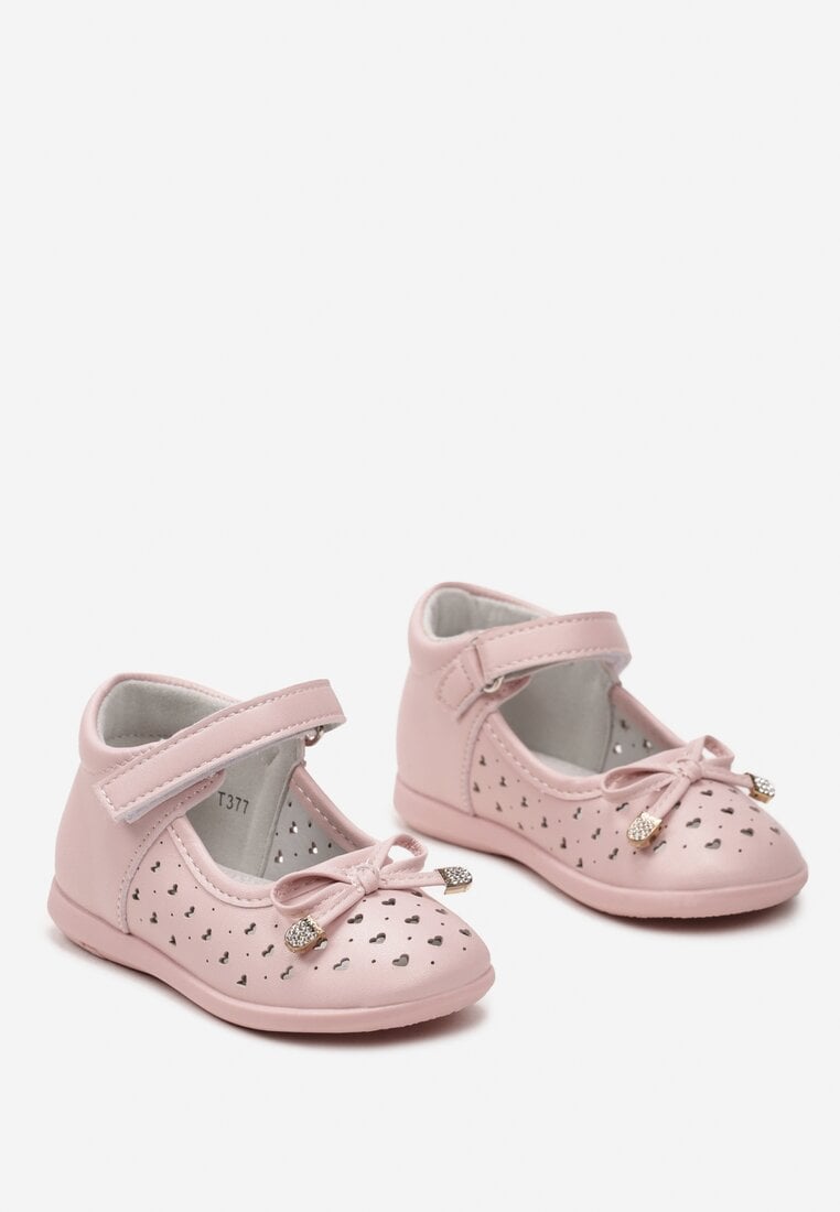 Pantofi Roz cu Branț din Piele cu Scai cu Fundiță Randica
