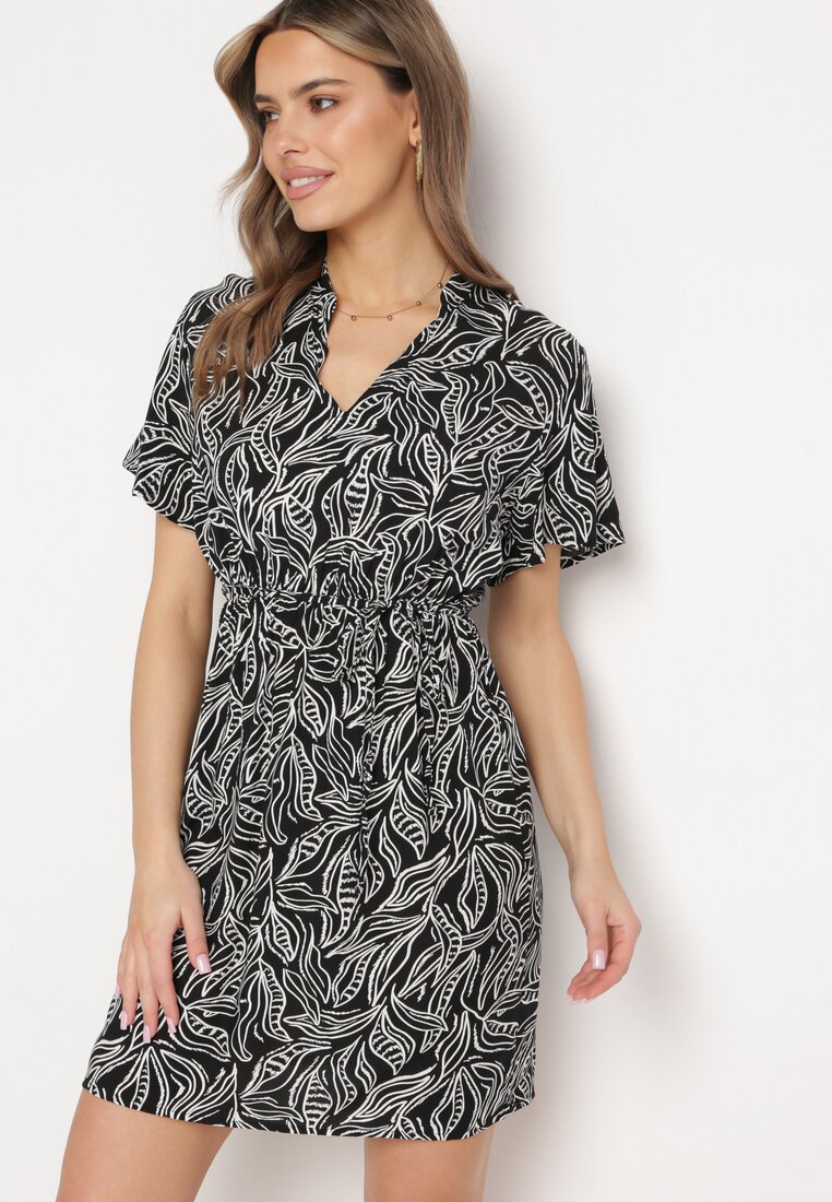 Rochie Neagră cu alb