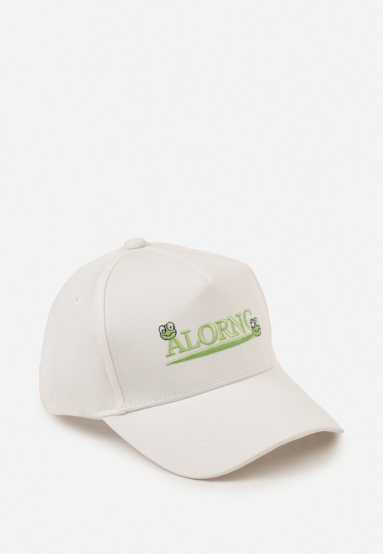 Șapcă Albă De Bumbac Decorată Cu Broderie Nevara