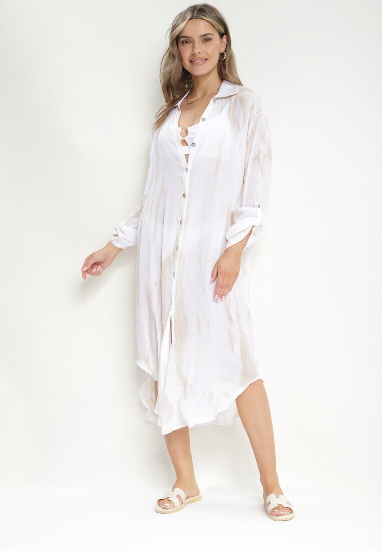 Rochie Bej deschis Oversize Stil cămașă Rarosa