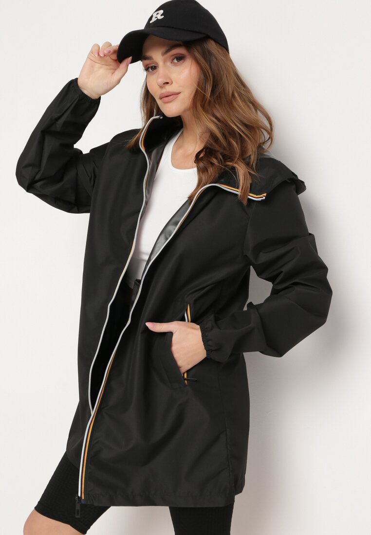 Geacă de vânt Neagră cu fermoar și glugă Radisca