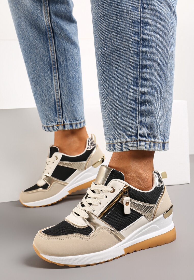 Sneakers Bej cu negru
