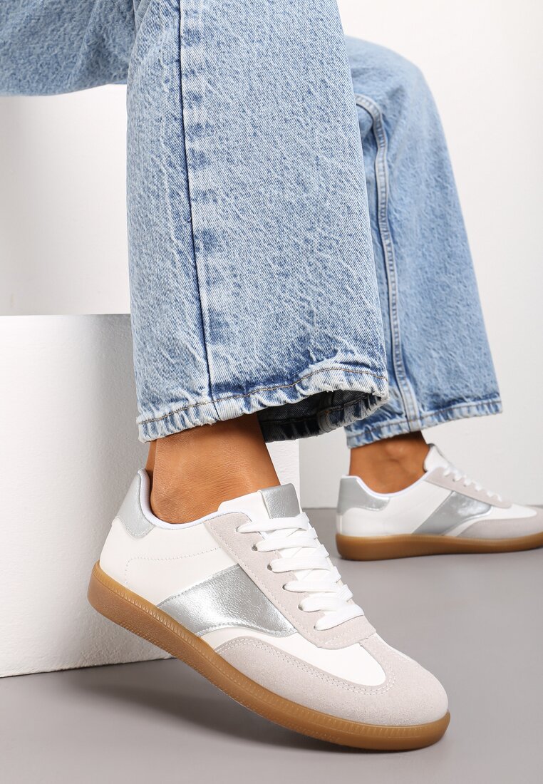 Sneakers Alb cu argintiu