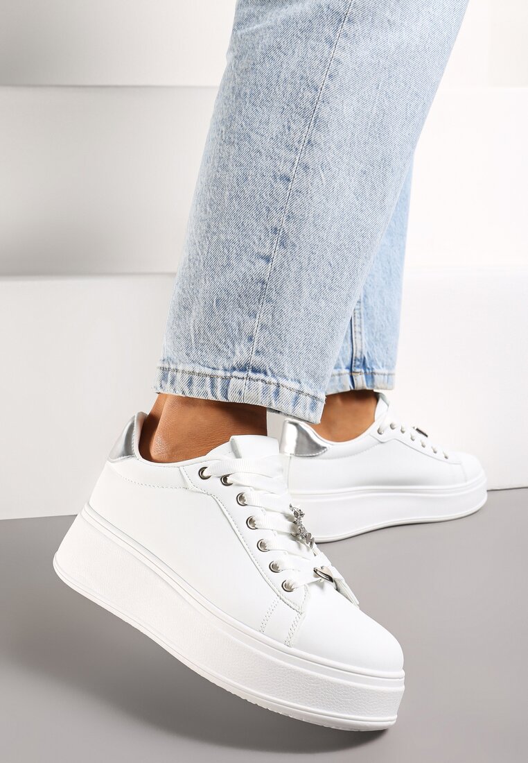 Sneakers Alb cu argintiu