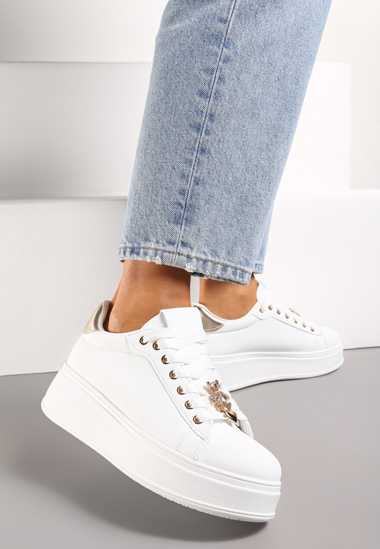 Sneakers Alb cu auriu