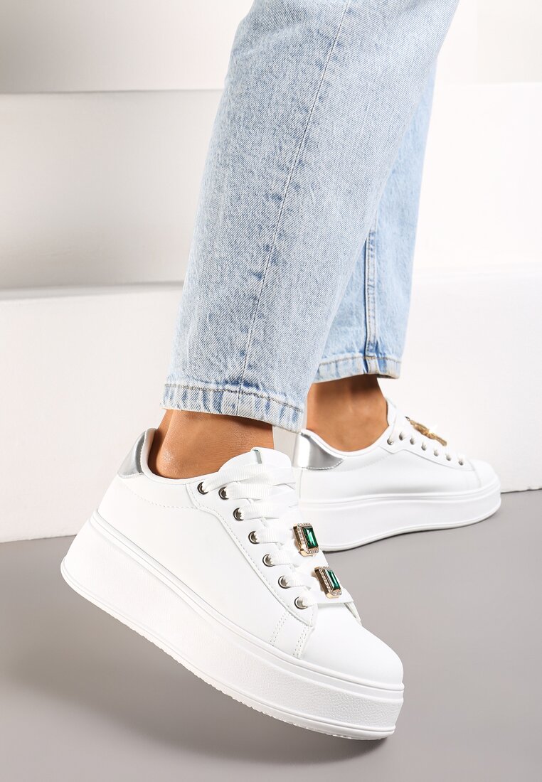 Sneakers Alb cu verde