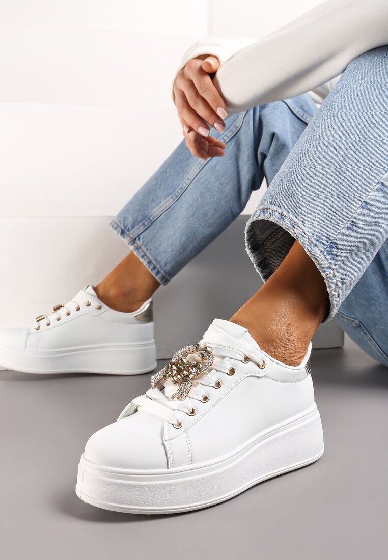 Sneakers Alb cu auriu