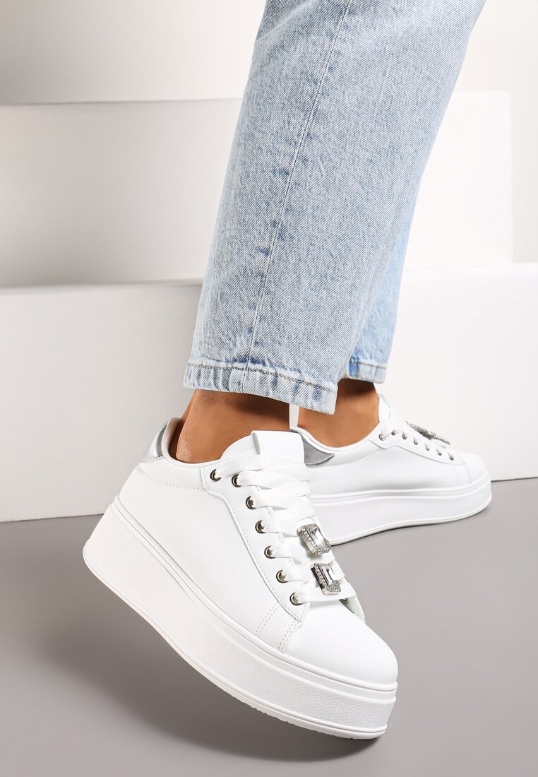 Sneakers Alb cu argintiu