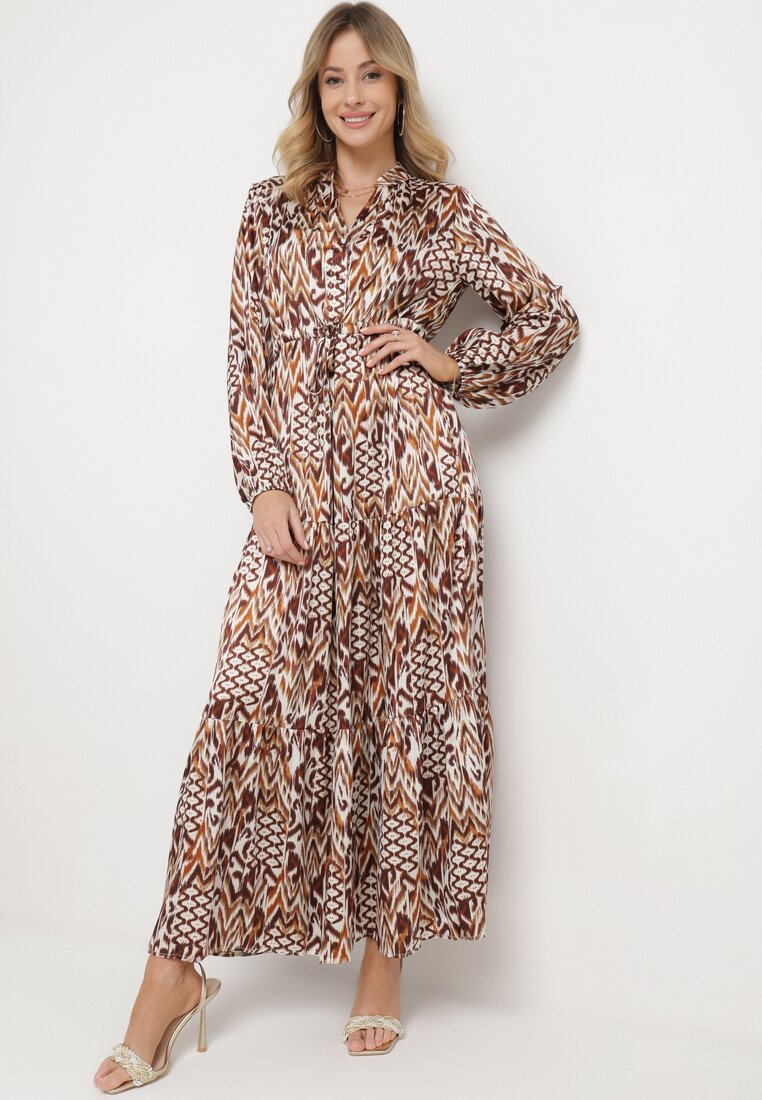 Rochie Galbenă Cloche cu cordon în talie și volan încheiată cu nasturi Loremarie