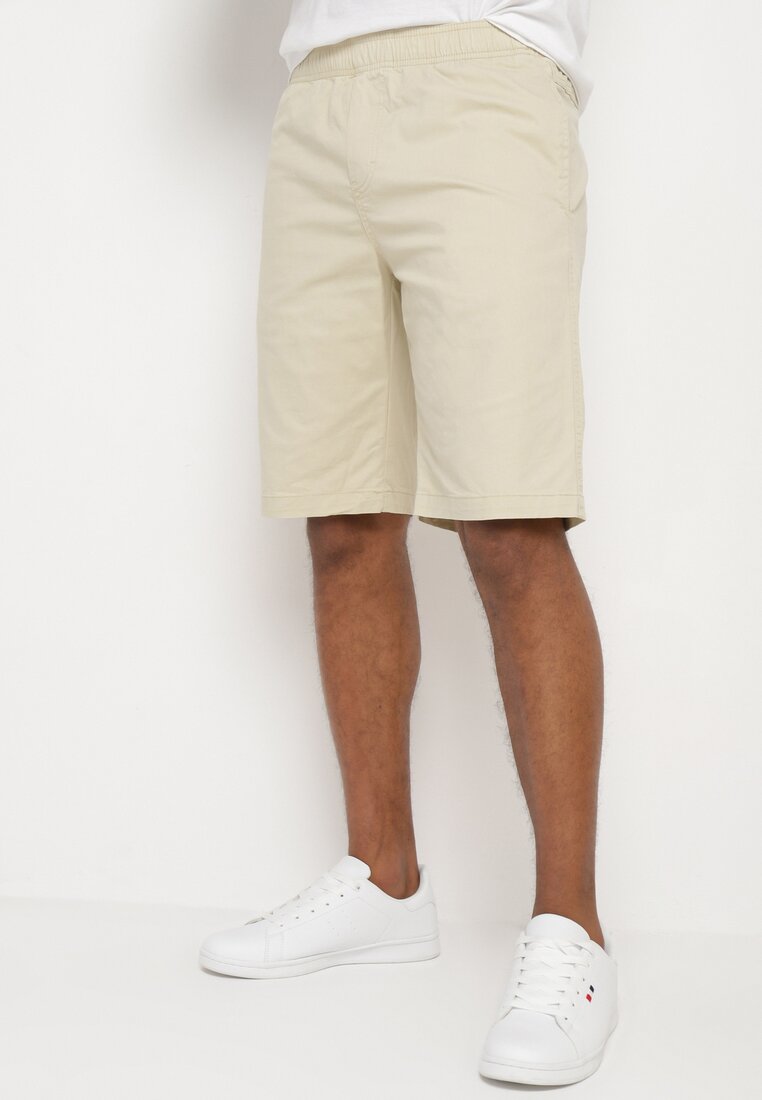 Pantaloni scurți Bej închis Clasici cu elastic în talie strânși cu șnur pe interior Piofina