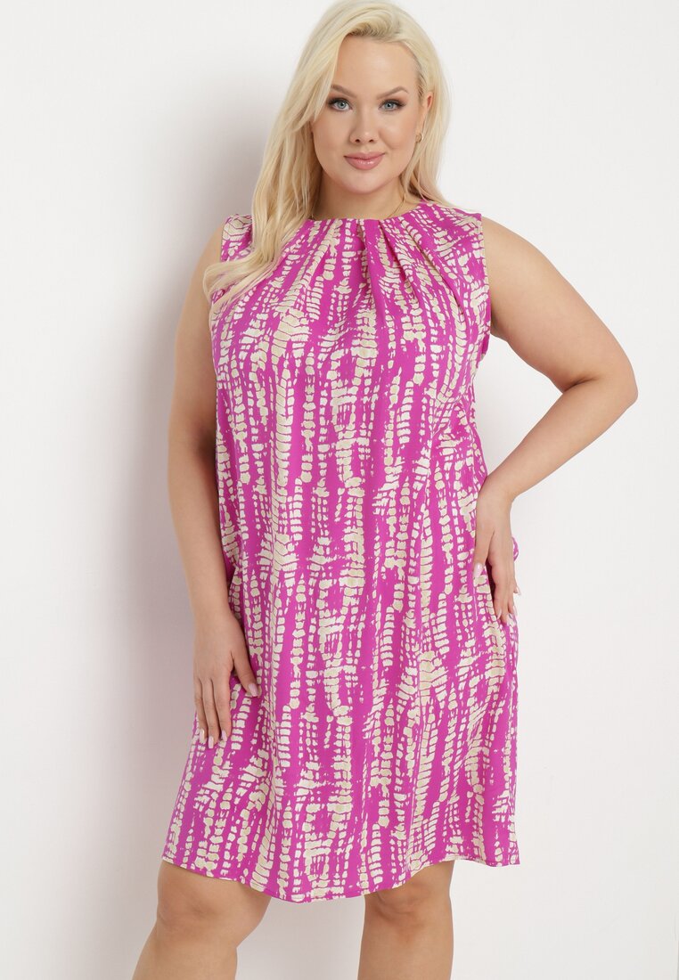 Rochie Mov Tip Cutie cu Bretele Groase cu Închidere cu Nasture Varisha