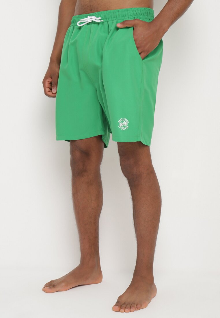 Pantaloni scurți de baie Verzi cu elastic în talie până la genunchi cu buzunare Clinesta