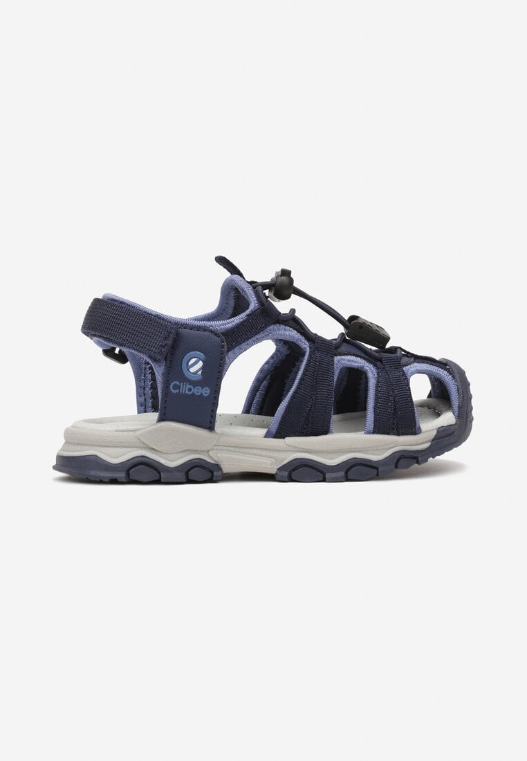 Sandale Albastre cu Branț din Piele, cu Decupaje și Opritor Labrilia