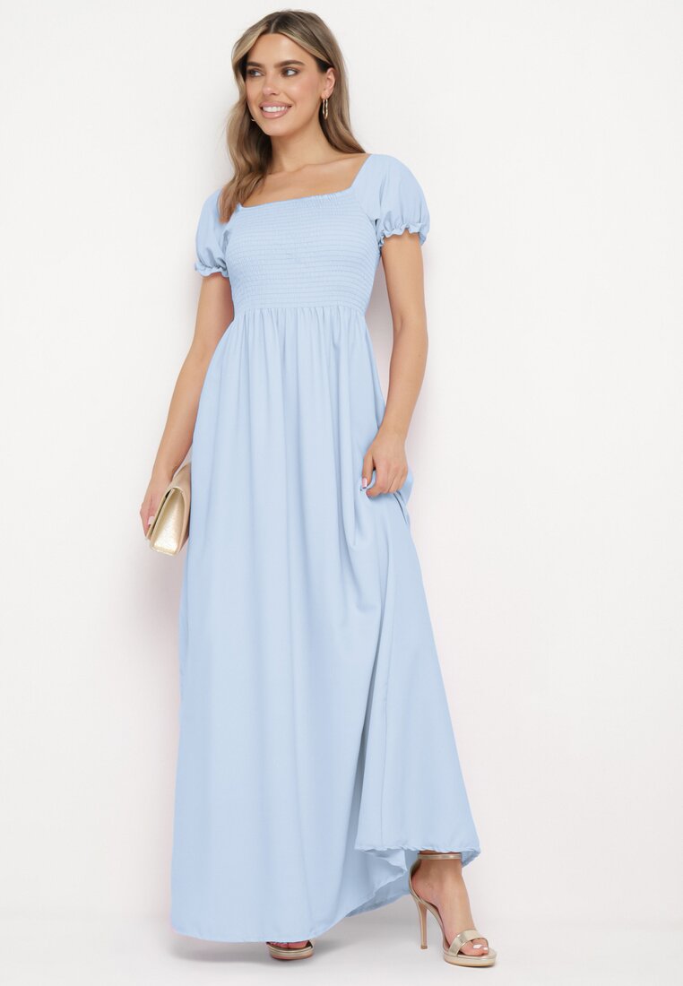 Rochie Albastru deschis Cloș cu Top Elastic și Talie Elastică Aliexava