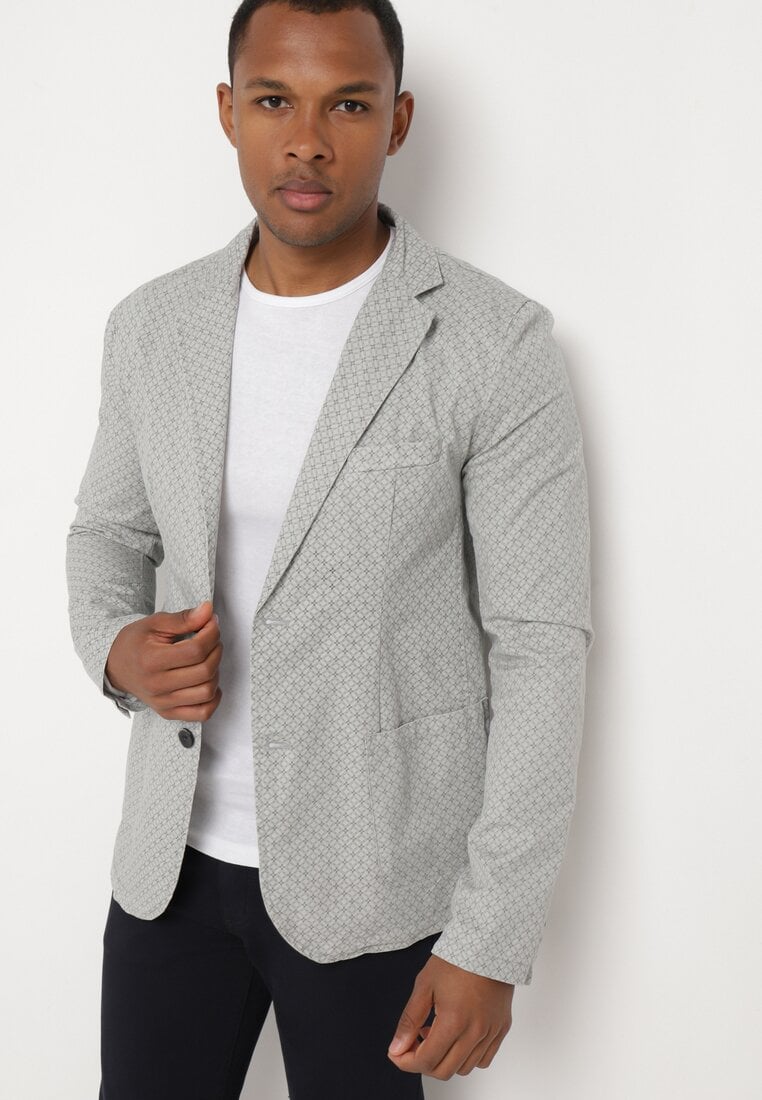 Sacou din Bumbac Gri la un rând, cu nasturi Atriona