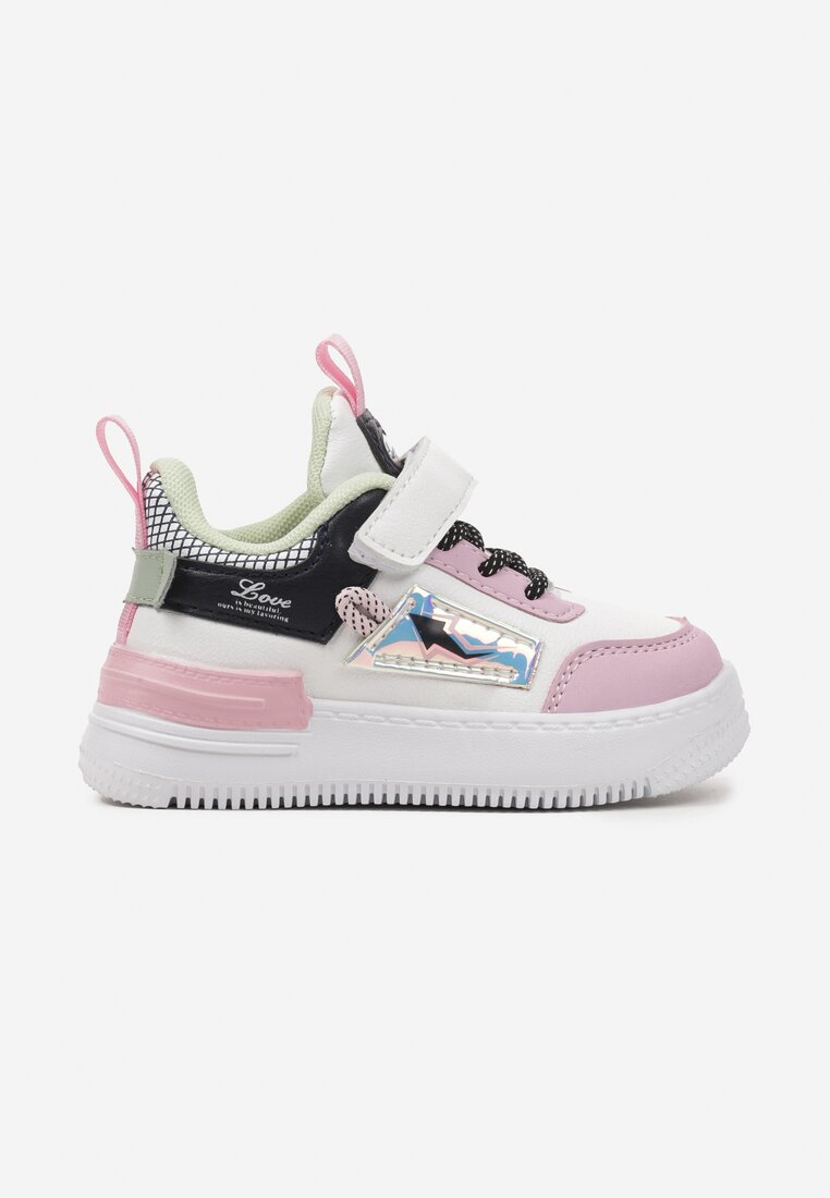 Adidași Alb-Roz cu Talpă Groasă cu Închidere Velcro Fiolita