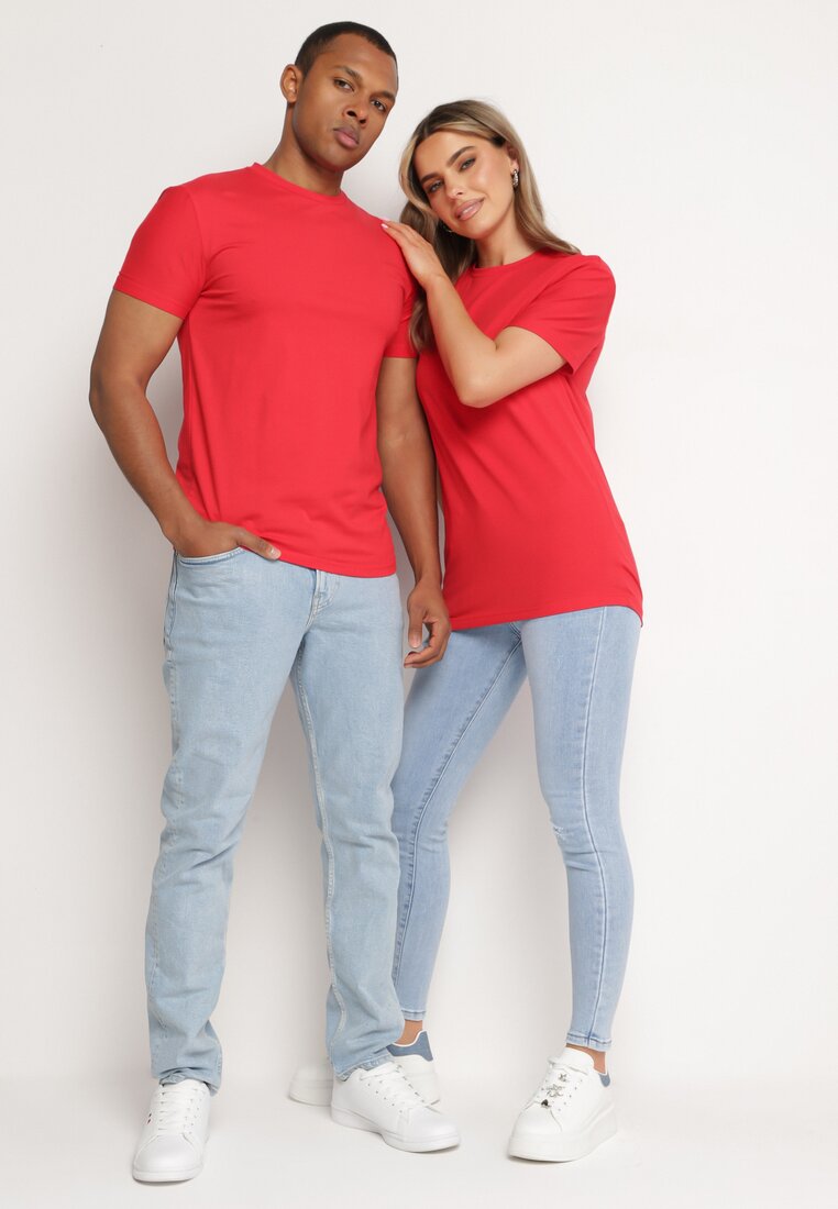 Tricou Roșu de Bumbac cu Croială Clasică Xloette