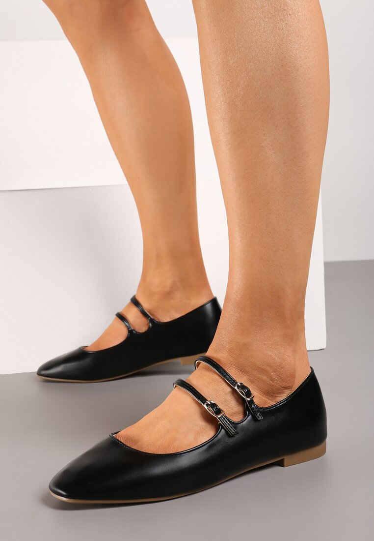 Balerini Negri cu vârf tăiat și catarame Kimeria