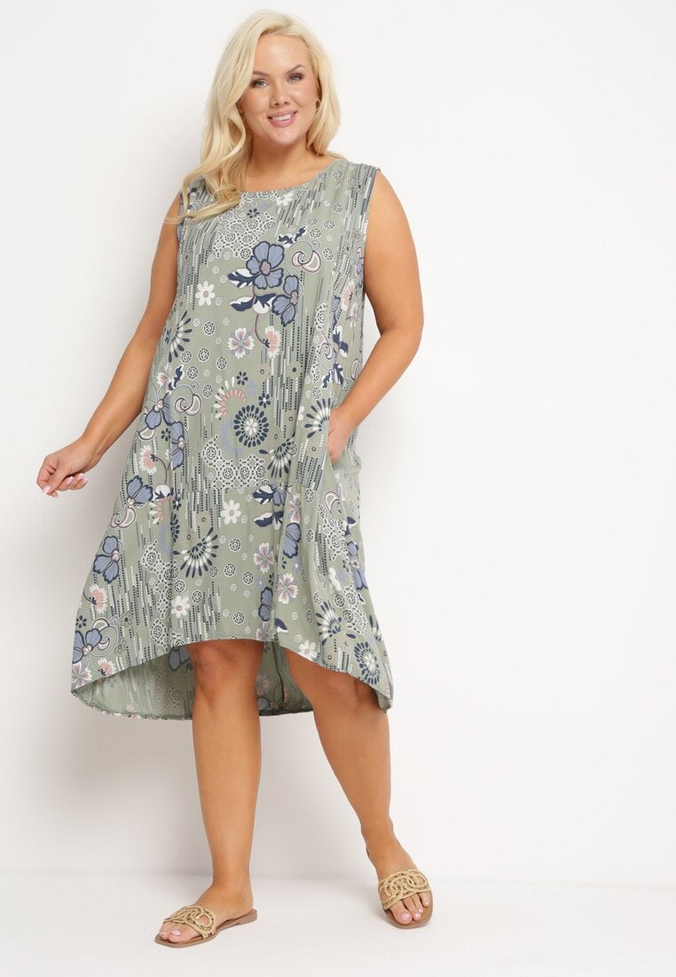Rochie Verde închis De viscoză cu spate mai lung fără mâneci Fiema