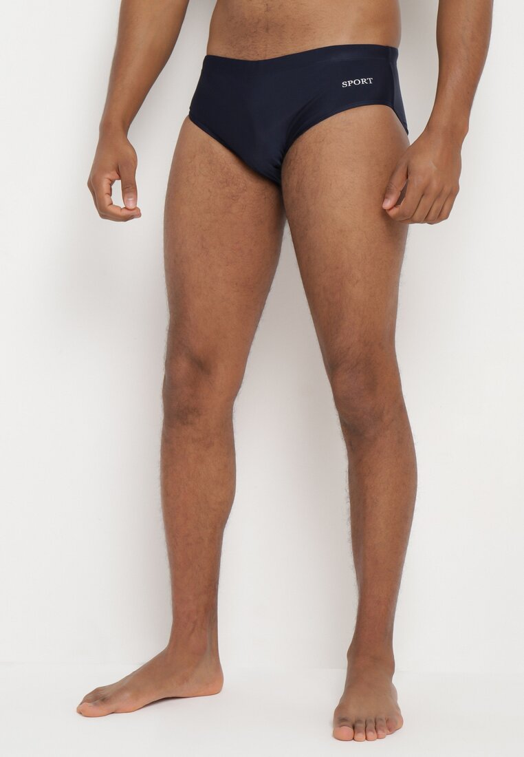 Slip de baie bleumarin cu elastic în talie Harnbia