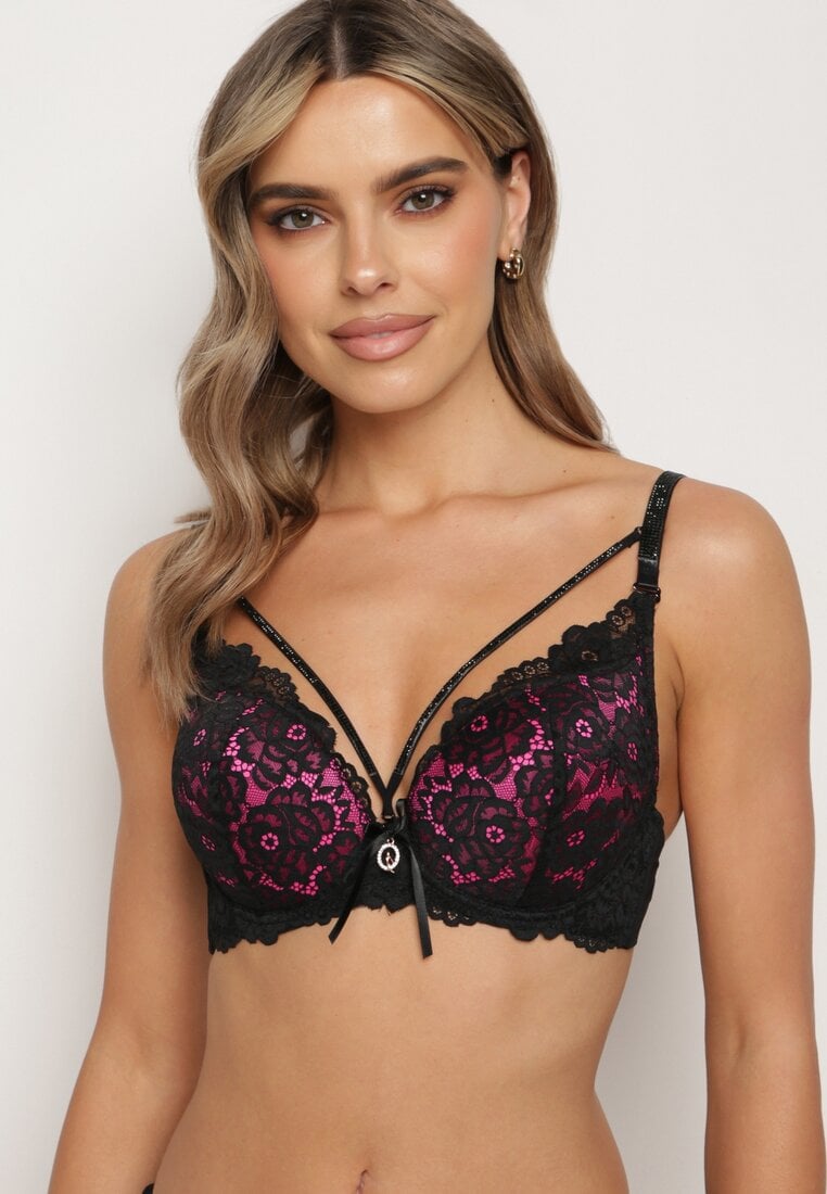 Sutien Negru cu fucsia