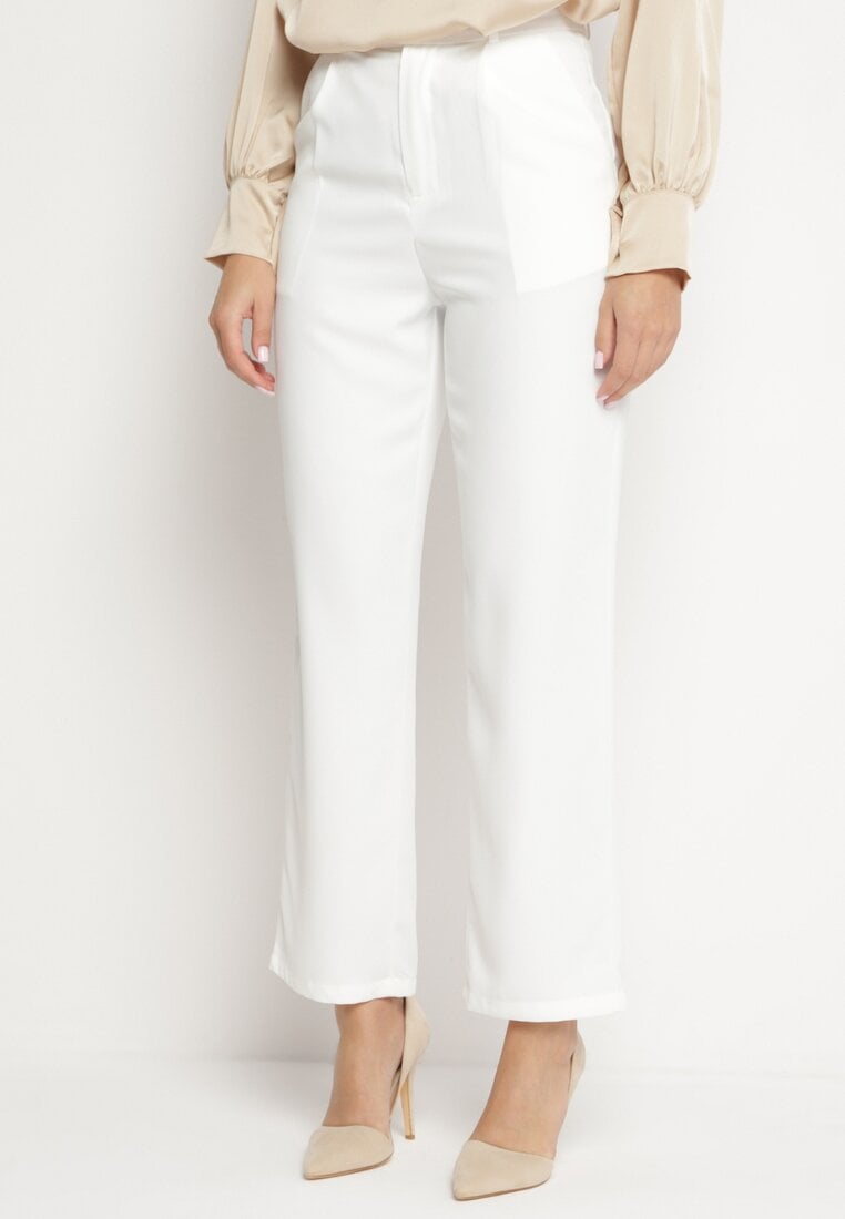 Pantaloni țigaretă Largi Clasici Albi Ulea