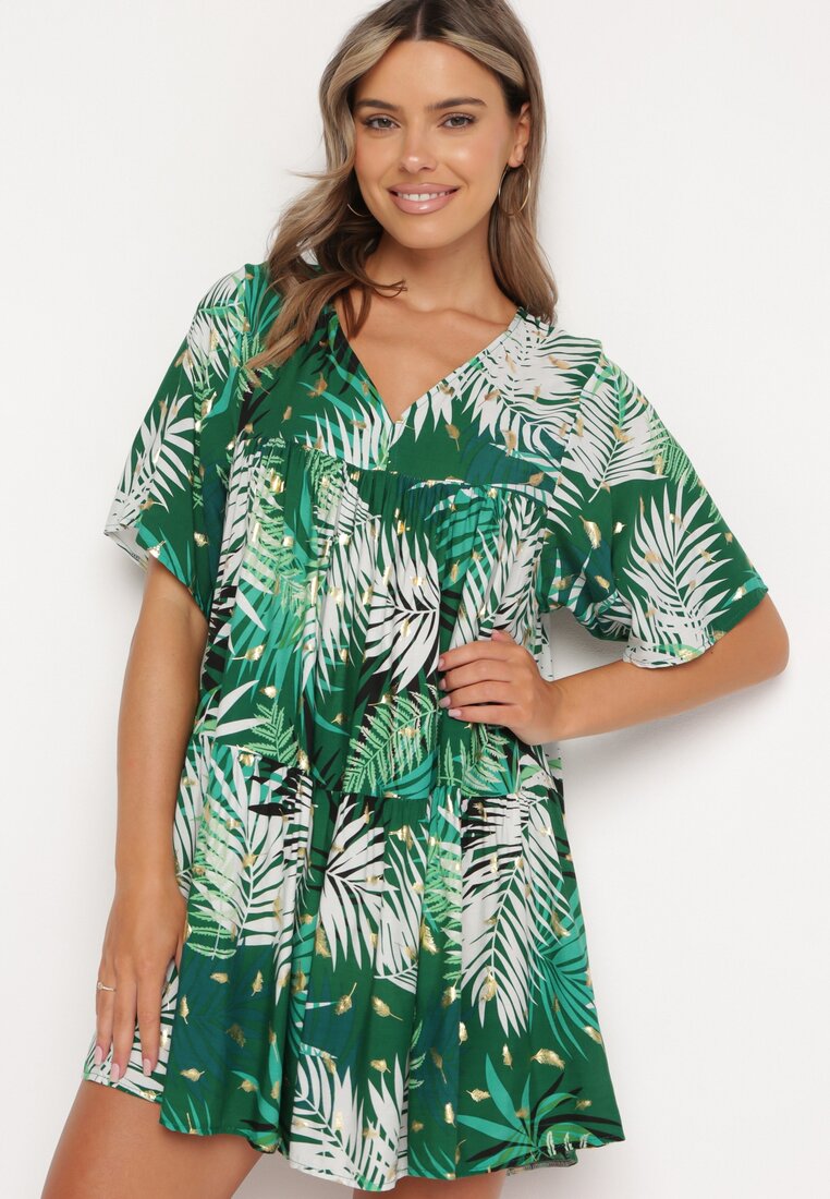 Rochie Albă cu verde