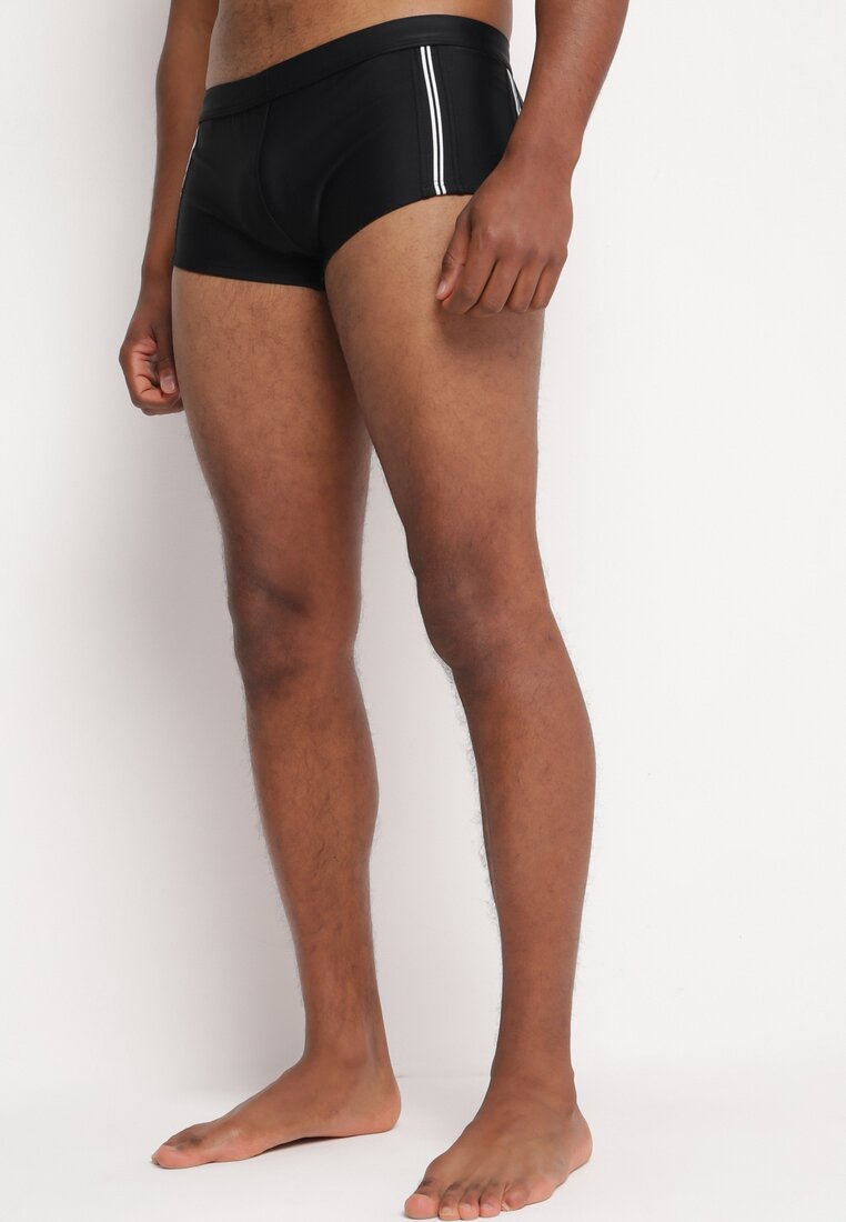 Pantaloni scurți de baie Negri cu Dungi pe Laterale Wladia