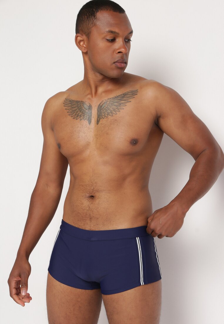 Costum de baie Bleumarin cu Dungi pe Laterale Wladia