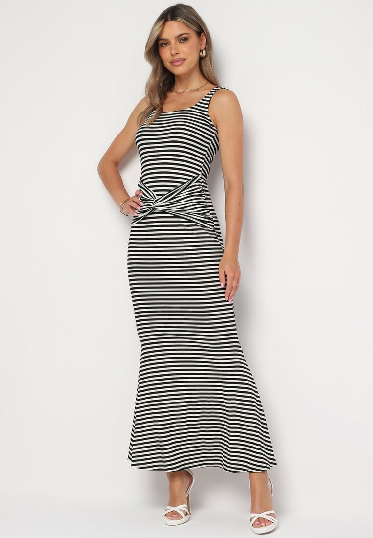 Rochie Negru-Albă cu Croială Cambrată cu Viscoză Zidia