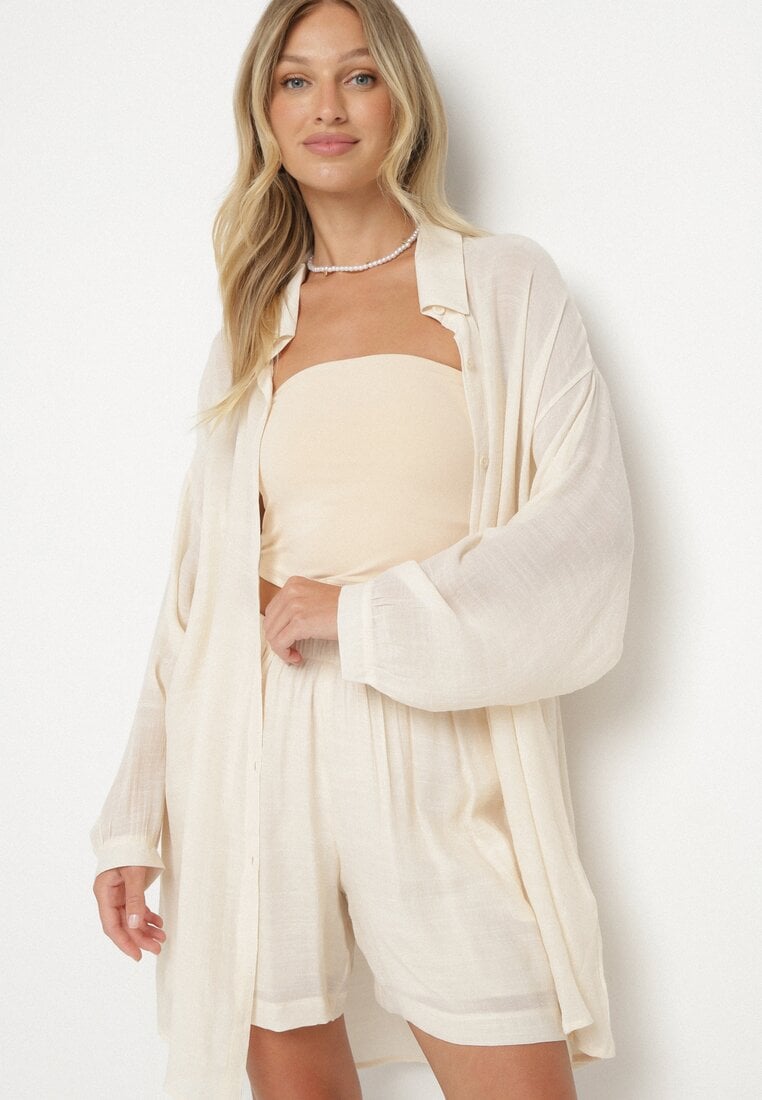 Set Bej Cămașă cu mânecă lungă Pantaloni scurți Tordia