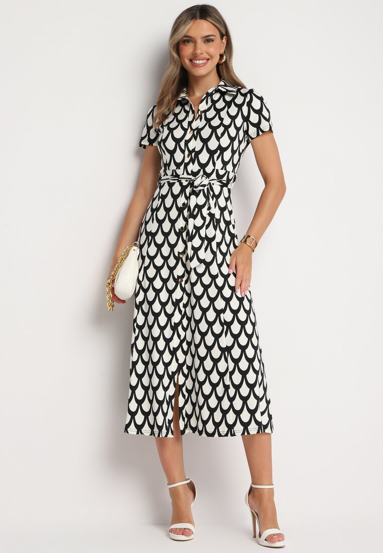 Rochie Neagră cu alb