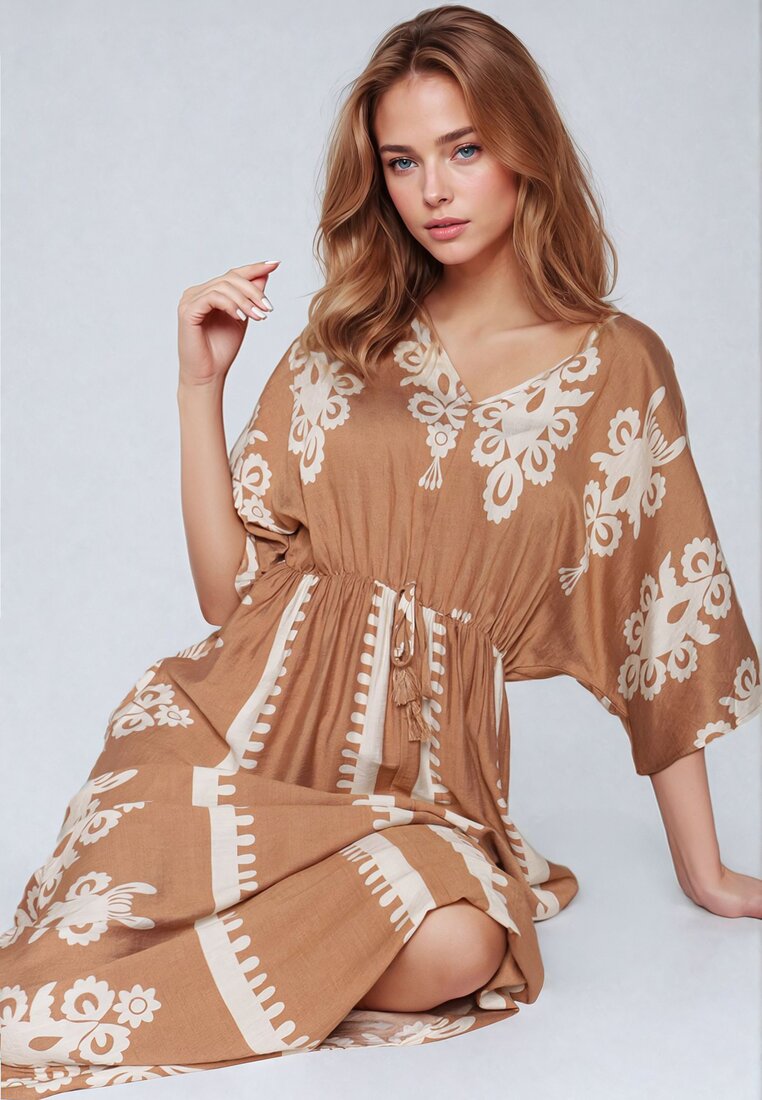 Rochie Maro Din Bumbac Croi Cambrat Cu Elastic În Talie Rivanue