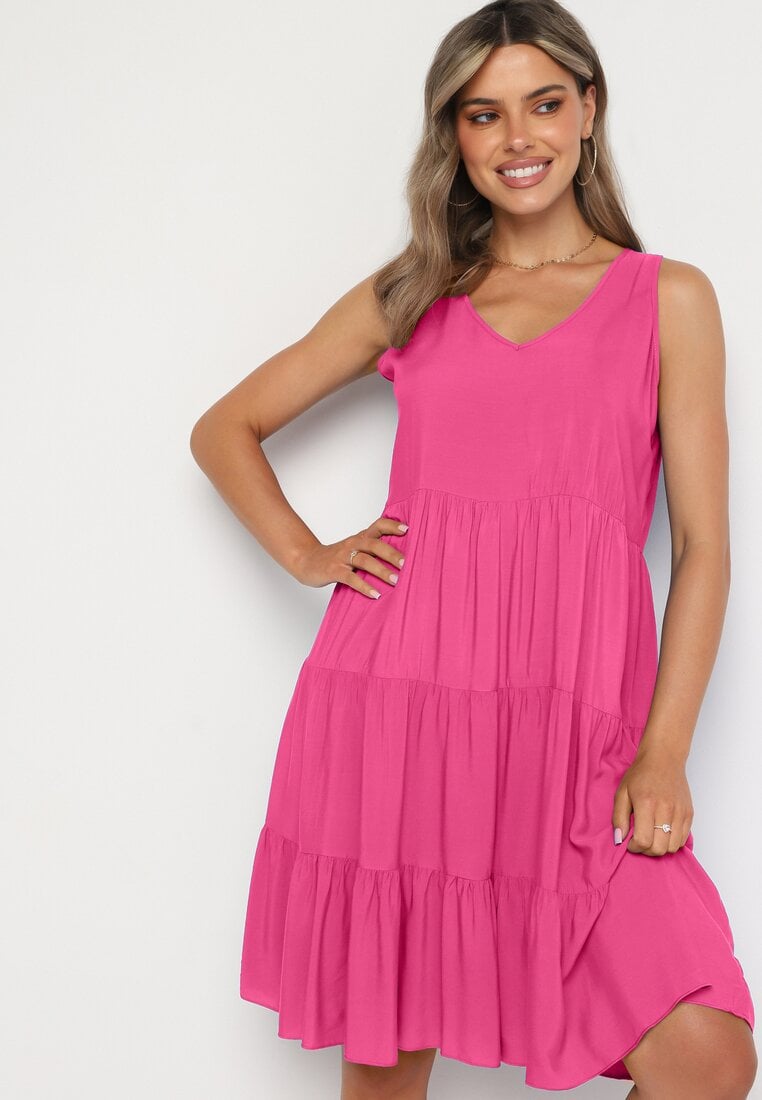 Rochie Closh Fuchsia din Bumbac cu Bretele Zasea