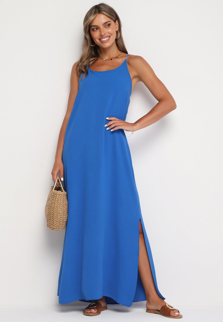 Rochie Cambrată Albastră cu bretele Rivaniell